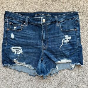American Eagle Outfitters Blue Distressed Jean Shorts